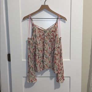 Floral Patterned Off Shoulder Shirt